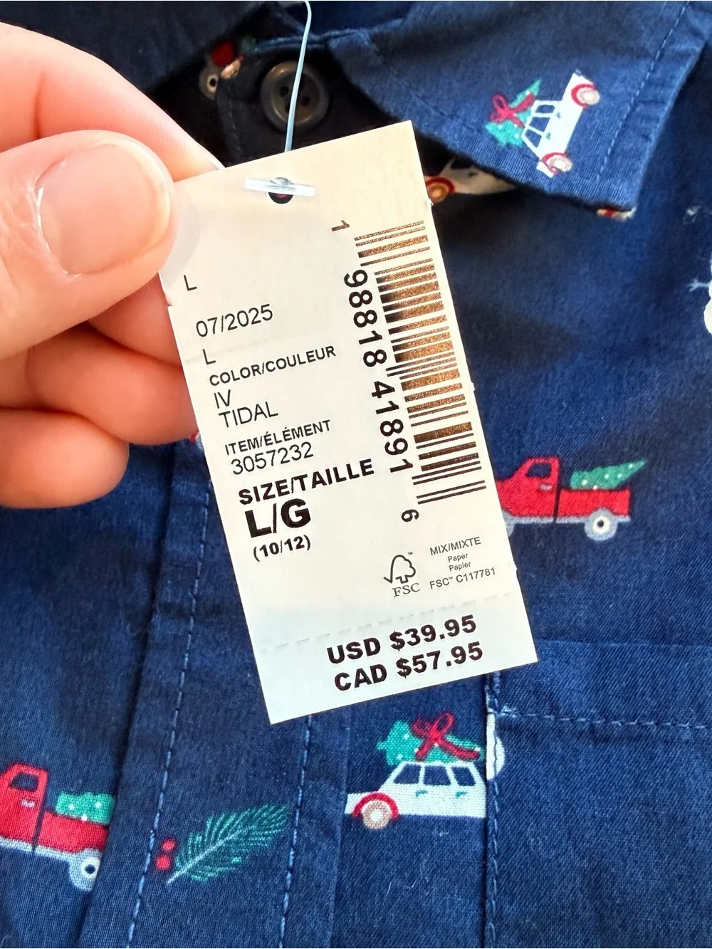 NWT The Children's Place Boys Navy Holiday Truck Print Button-Down Shirt